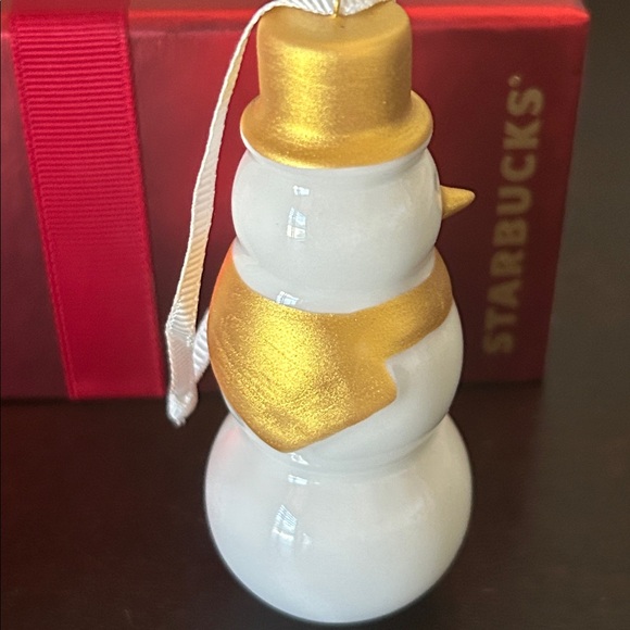 *SOLD* ☃️ Starbucks Winking Snowman Ceramic Ornament New - Picture 3 of 5